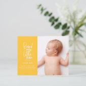 Faire-part de naissance de bébé garçon dessiné à l (Debout devant)