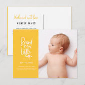 Faire-part de naissance de bébé garçon dessiné à l (Devant / Derrière)