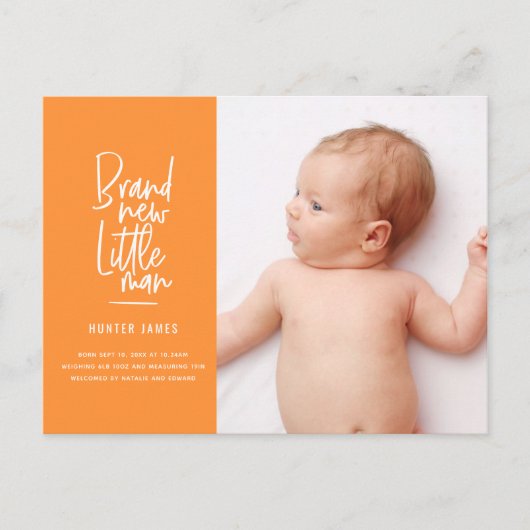 Faire-part de naissance de bébé garçon dessiné à l (Devant)