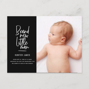 Faire-part de naissance de bébé garçon dessiné à l