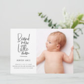 Faire-part de naissance de bébé garçon dessiné à l (Debout devant)