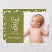 Faire-part de naissance de bébé garçon dessiné à l (Devant / Derrière)