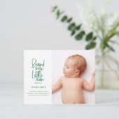 Faire-part de naissance de bébé garçon dessiné à l (Debout devant)