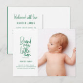 Faire-part de naissance de bébé garçon dessiné à l (Devant / Derrière)