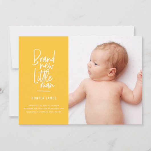 Faire-part de naissance de bébé garçon dessiné à l (Devant)