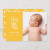 Faire-part de naissance de bébé garçon dessiné à l (Devant / Derrière)