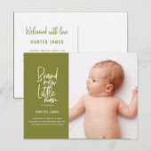 Faire-part de naissance de bébé garçon dessiné à l (Devant / Derrière)