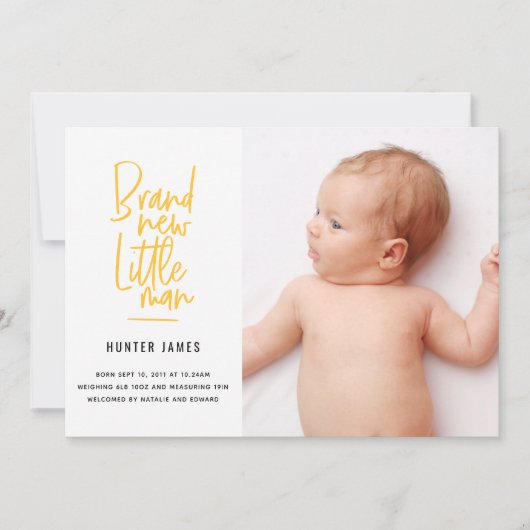 Faire-part de naissance de bébé garçon dessiné à l (Devant)