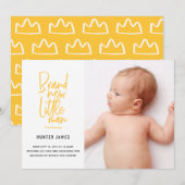 Faire-part de naissance de bébé garçon dessiné à l (Devant / Derrière)