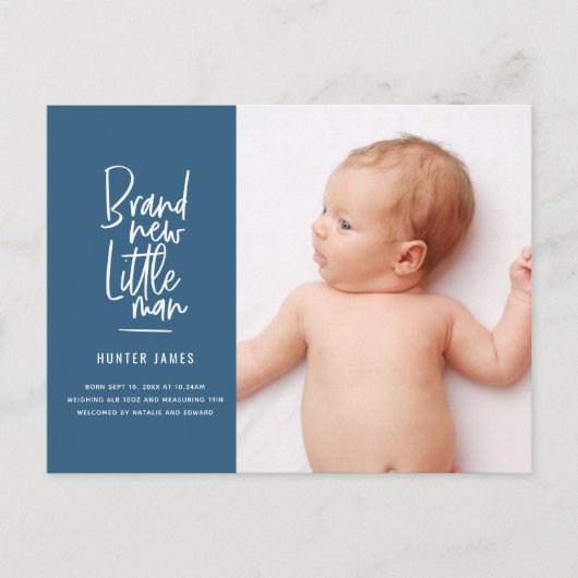 Faire-part de naissance de bébé garçon dessiné à l (Devant)