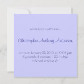 Faire-part de naissance de bébé garçon Étoiles Arc (Dos)