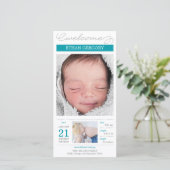 Faire-part de naissance de bébé garçon joliment do (Debout devant)