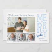 Faire-part de naissance de bébé garçon pour Noël (Devant)