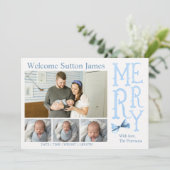 Faire-part de naissance de bébé garçon pour Noël (Debout devant)