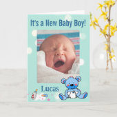 Faire-part de naissance de bébé garçon thème ours (Fleur jaune)