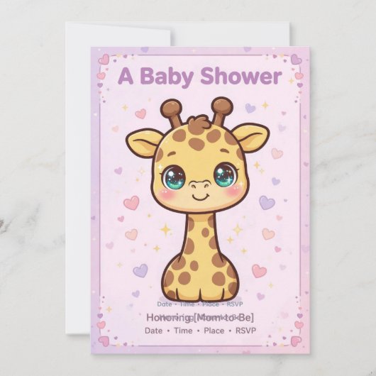 Faire-part de naissance de bébé girafe (Devant)