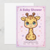 Faire-part de naissance de bébé girafe (Devant / Derrière)