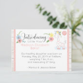 Faire-part de naissance de bébé girafe à motif flo (Debout devant)