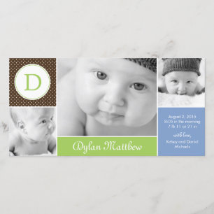 Faire-part de naissance de bébé initial moderne