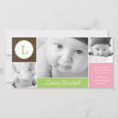 Faire-part de naissance de bébé initial moderne (Devant)