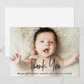 Faire-part de naissance de bébé - Lettre main mode (Devant / Derrière)