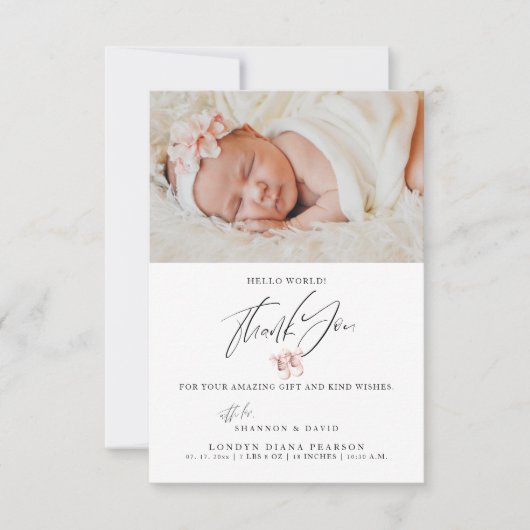 Faire part de naissance de bébé Merci Photo  (Devant)