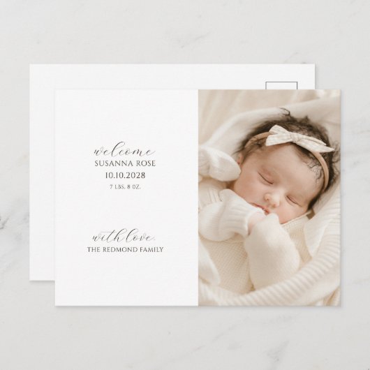 Faire-part de naissance de bébé moderne (Devant / Derrière)