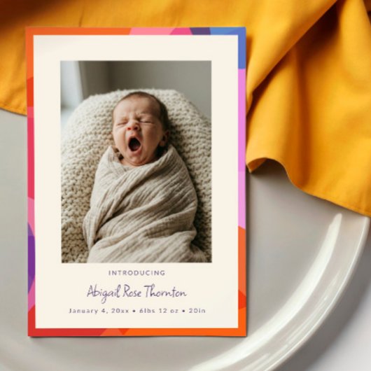 Faire-part de naissance de bébé moderne avec bordu