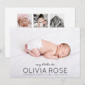 Faire-part de naissance de bébé moderne avec nom e (Devant / Derrière)
