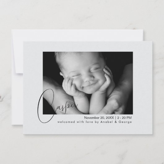 Faire-Part de Naissance de Bébé Moderne Chic avec (Devant)