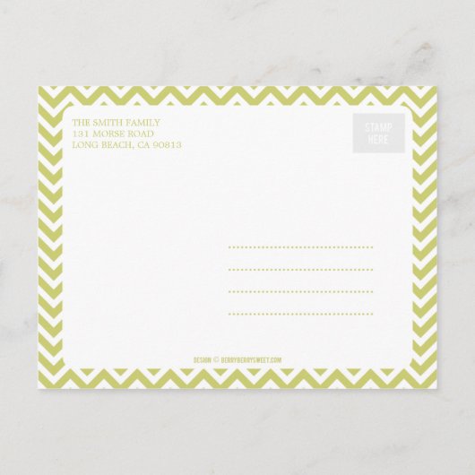 Faire-part de naissance de bébé moderne - Sauge (Dos)