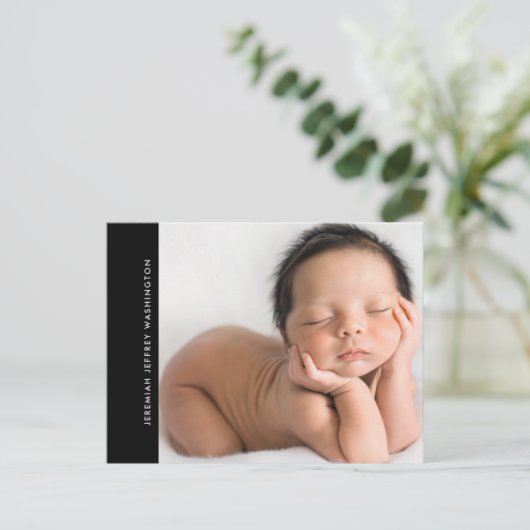 Faire-part de naissance de bébé noir moderne avec  (Debout devant)