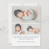 Faire-part de naissance de bébé nouveau-né avec éc (Dos)