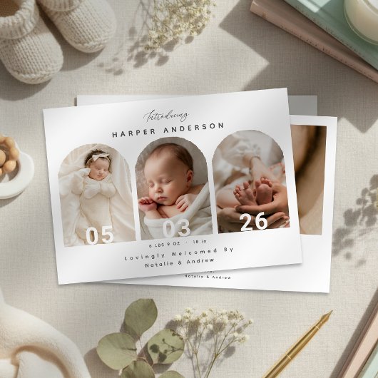 Faire-part de naissance de bébé nouveau-né avec ph