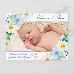 Faire-part de naissance de bébé nouveau-né floral