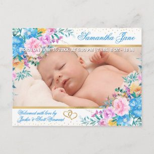 Faire-part de naissance de bébé nouveau-né floral