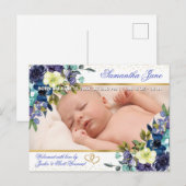 Faire-part de naissance de bébé nouveau-né floral (Devant / Derrière)