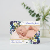 Faire-part de naissance de bébé nouveau-né floral (Debout devant)