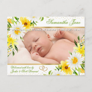 Faire-part de naissance de bébé nouveau-né floral