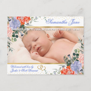 Faire-part de naissance de bébé nouveau-né floral