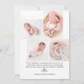 Faire-part de naissance de bébé photo minimale mod (Dos)