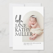 Faire-part de naissance de bébé photo minimale mod (Devant)