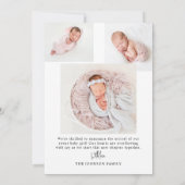 Faire-part de naissance de bébé photo minimale mod (Dos)