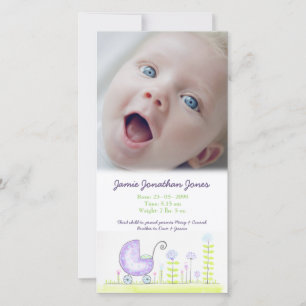 Faire-part de naissance de bébé pourpre garçons Ca