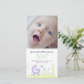 Faire-part de naissance de bébé pourpre garçons Ca (Debout devant)