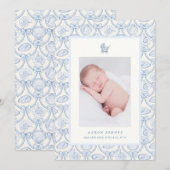 Faire-part de naissance de bébé préppy Couquette c (Devant / Derrière)