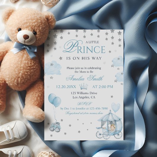 Faire-part de naissance de bébé prince royal bleu