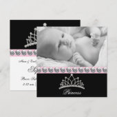 Faire-part de naissance de bébé princesse rose (Devant / Derrière)