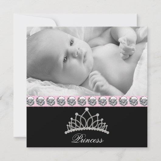 Faire-part de naissance de bébé princesse rose (Devant)