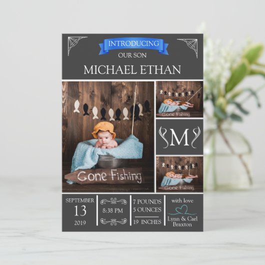 Faire-part de naissance de bébé tout simplement él (Debout devant)